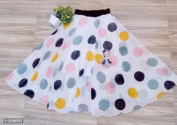 WHITE WITH MULTI COLOR DOT  SKIRT