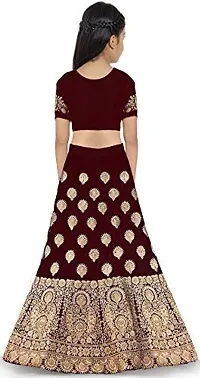 Girls Satin Semi-Stitched Lehenga Choli Set (MPH Traders  Co.) (13-14 Years, Maroon-2)-thumb1