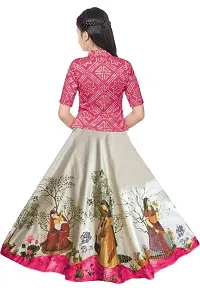 Baby Girl's Satin Silk Bandhani Printed Semi-stitched Ethnic Wear Lehenga Choli (Blouse_Unstitched)-thumb2