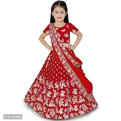 Generic Girl Silk Semi-stitched Lehenga choli (DZ_Masti_Girls_Red-masti_5 Years-6 Years)