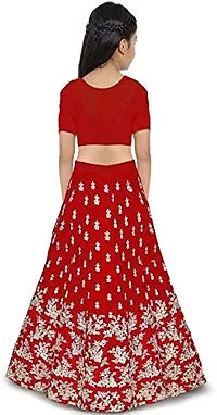 Girls Satin Semi-Stitched Lehenga Choli Set (MPH Traders  Co.) (9-10 Years, Red Doll)-thumb1