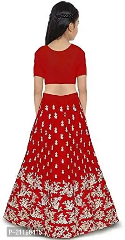 Girls Satin Semi-Stitched Lehenga Choli Set (MPH Traders  Co.) (9-10 Years, Red Doll)-thumb2