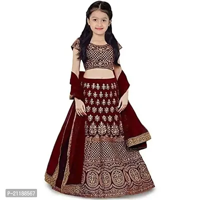 Bivkchop Girl Satin Semi-stitched Lehenga Choli and Dupatta set 3-16 Year