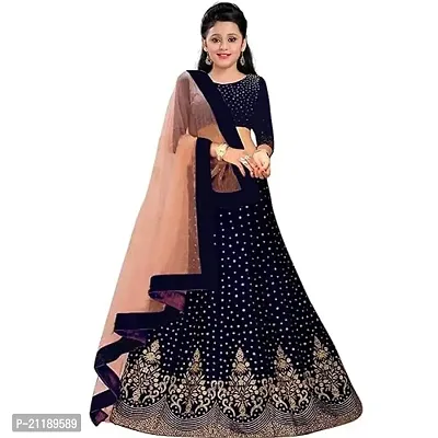 chidiya fab kids Girl's Jute lengha choli FOR GIRLS 3-13 YEARS_= FENCY LENGHA CHOLI FOR KIDS # (7-8 Years, Blue)-thumb0