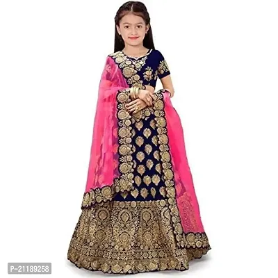 Girl's Taffeta Satin Semi Stitched Heavy Work Lehenga Choli Indian Etheric wear for Girls 5-15 Years