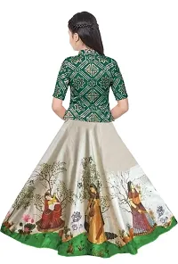 Baby Girl's Satin Silk Bandhani Printed Semi-stitched Ethnic Wear Lehenga Choli (Blouse_Unstitched)-thumb2