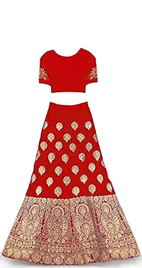 Bivkchop Girl's Tafetta satin Semi-stitched Lehenga Choli and Dupatta set-thumb1