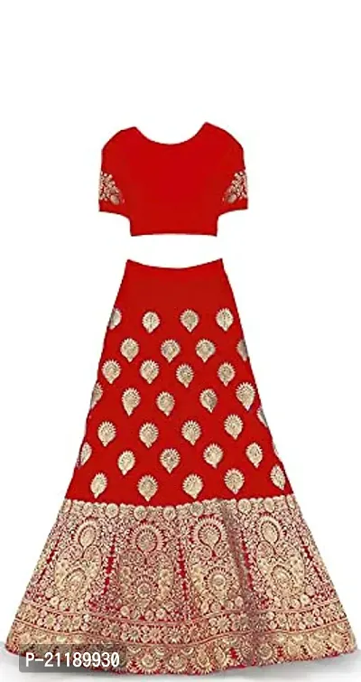 Bivkchop Girl's Tafetta satin Semi-stitched Lehenga Choli and Dupatta set-thumb2