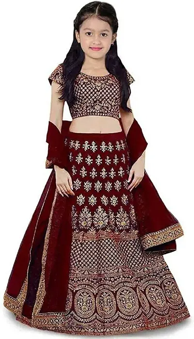 Best Zone india Girl's Cotton Semi-stitched Lehenga Choli