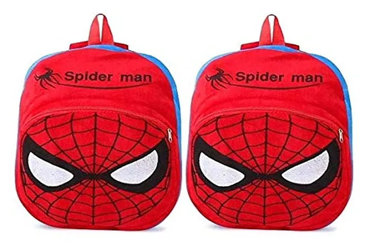 Fun Twist School Bag Red Spider Man 2 Pcs Combo Soft Bag Stuffed for Kids - 40cm or 15 Inch. (A001)