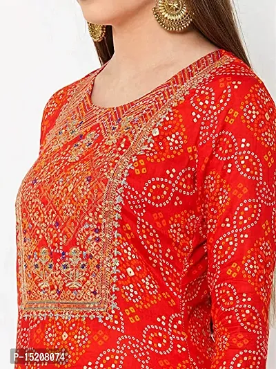 Women's Viscose  Rayon Kurti with Sharara Plazzo (Red-Small)-thumb5