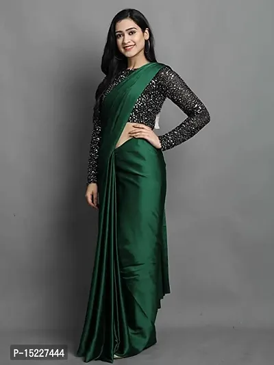 Contrast Border Art Silk Saree in Dark Green - Festive and Casual Wear