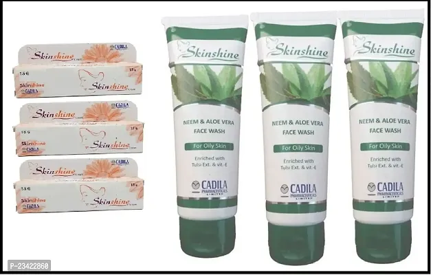 Skin Shine Cream  Skin Shine Neem Face Wash Combo( Pack Of 3)