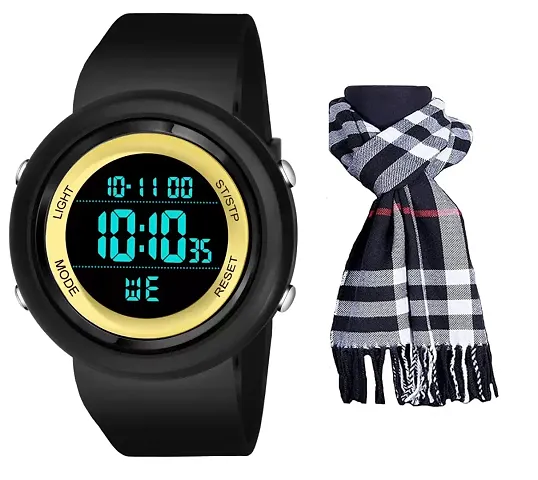 Classy Digital Watches for Unisex with Muffler