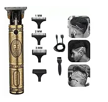 smars Sma99 Professional Cordless Hair Trimmer T-Blade Outliner Close Cutting Shaver With Metalic Gold And Antique Design, Battery Powered-thumb1