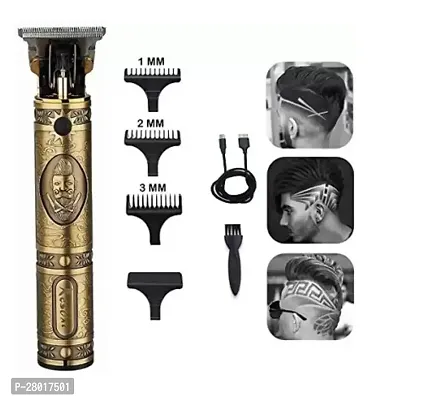 smars Sma99 Professional Cordless Hair Trimmer T-Blade Outliner Close Cutting Shaver With Metalic Gold And Antique Design, Battery Powered-thumb2