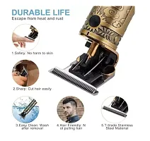 smars Sma99 Professional Cordless Hair Trimmer T-Blade Outliner Close Cutting Shaver With Metalic Gold And Antique Design, Battery Powered-thumb2