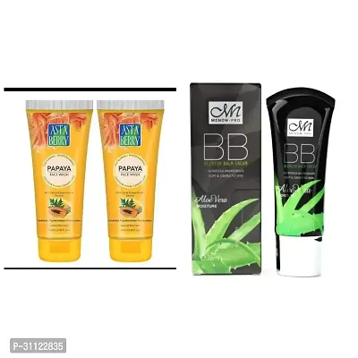 ASTABERRY Papaya Face Wash and MENOW-PRO BB Aloe Vera Moisture Blemish Balm Cream combo-thumb0