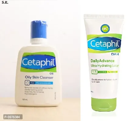 Cetaphil Oily Skin Cleanser 125ml PACK OF 1 WITH CETAPHIL DAILY ADVANCE ULTRA HYDRATING LOTION 100g PACK OF 1