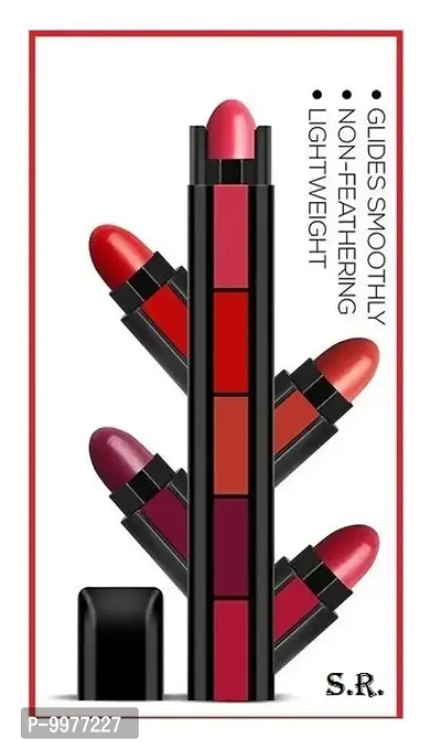 FIVE IN ONE LIPSTICK ,5 ICONIC LONG STAY MATTE COLOURS PACK OF 1-thumb0