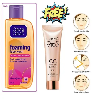 CLEAN AND CLEAR FOAMING GEL FACEWASH WITH ESSENTIAL SKIN CARE COMBO