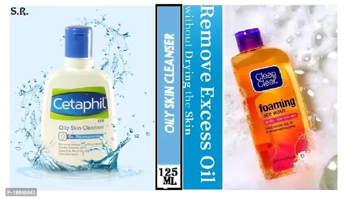 Cetaphil Oily Skin Cleanser , Daily Face Wash 125ml pack of 1 with clean and clear foaming facewash 150ml pack of 1
