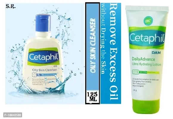 Cetaphil Oily Skin Cleanser , Daily Face Wash 125ml pack of 1 with cetaphil ultra hydrating lotion 100g pack of 1