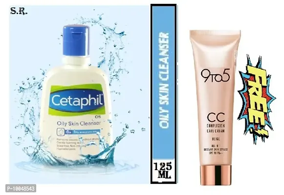 Cetaphil Oily Skin Cleanser , Daily Face Wash 125ml pack of 1 with free 9 to 5 cc cream 9g pack of 1-thumb0