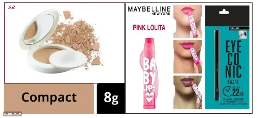get perfect radiance skin whitening compact powder  with maybelline pink lip balm with iconic kajal-thumb0