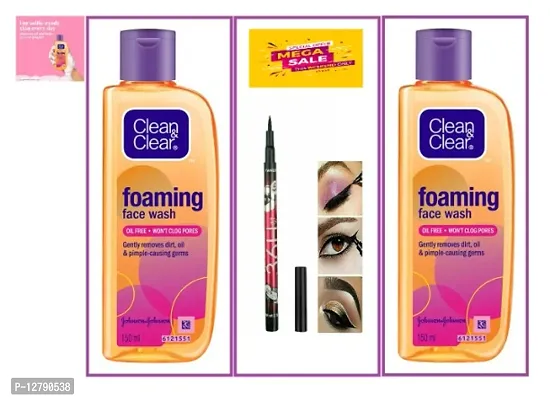 CLEAN AND CLEAR FOAMING FACEWASH 150ML _02 WITH 36H EYELINER WATERPROOF
