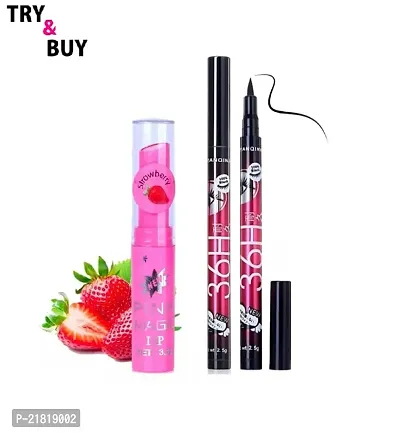 Pink magic nourishing Lipbalm with two 36 H  Waterproof Deep Black Eyelinear-thumb0