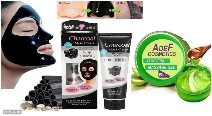 ADEF COSMETICS ALOEVERA GEL 60ml mask + charcoal face mask-thumb0