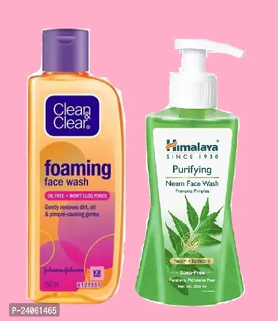Clean  Clear Foaming Face Wash 150 ml + himalaya neem purifying face wash