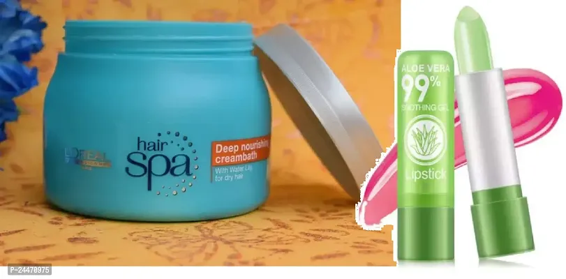 Lrsquo;Oreal Deep Nourishing Cream Bath Hair Spa 490gm + aloevera lip balm-thumb0