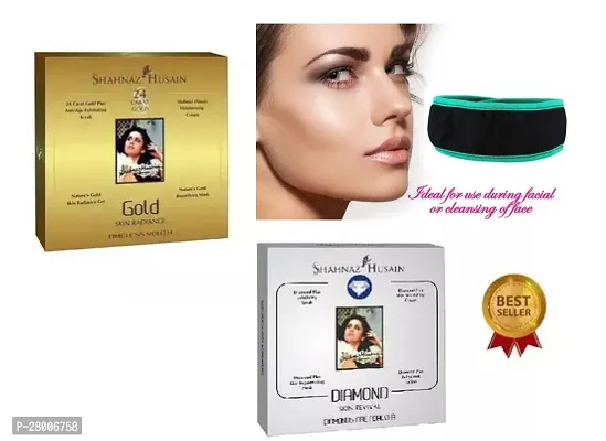 Shahnaz Box Gold + Diamond Facial Kit + Facial Band.