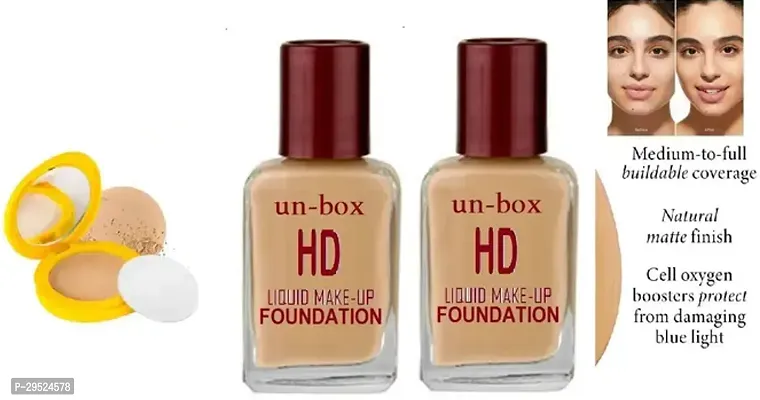 Unbox Hd Full Coverage Liquid Perfecting Foundation 27ml Pack of 2 and Sun Expert Matte Compact.-thumb0