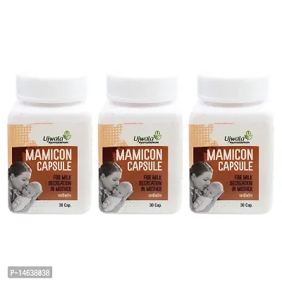 Mamicon Capsule Pack of 3 I For Milk Secretion In Mother I Reduce Breast engorgement I Prevent Mothers From Candida Fungus I Open Blocked Milk Ducts-thumb0