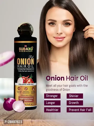 Subaxo Herbal Red Onion Hair Oil , Reduces Hair Fall , Promotes Hair Growth , Makes Shiny  Smooth Hair , No Paraffin , No Silicon , No Harmful Chemicals (200 ml)-thumb3