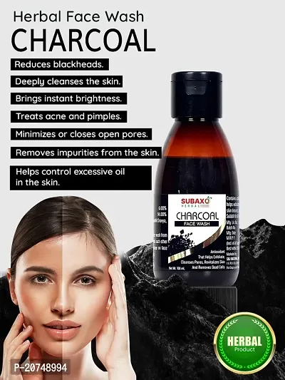 Subaxo Herbal Charcoal Face Wash ,Reduce Tan ,Remove Dead Cells ,Anti Acne ,Glowing Skin (100 ml) AND Herbal Tulsi Face Wash  ,Anti Acne ,Anti Bacterial (Pack Of 2 ,Each 75 g)-thumb2