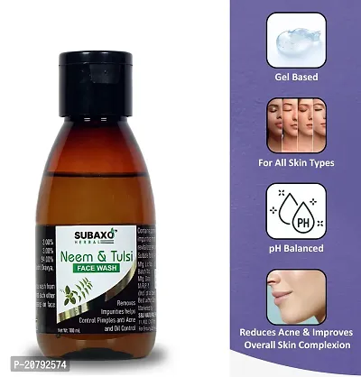 Subaxo Herbal Neem  Tulsi Face Wash  ,Oil Control ,Anti Acne ,Anti Bacterial ,For All Skin Types (100 ml)-thumb0