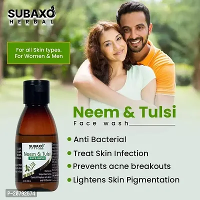 Subaxo Herbal Neem  Tulsi Face Wash  ,Oil Control ,Anti Acne ,Anti Bacterial ,For All Skin Types (100 ml)-thumb2