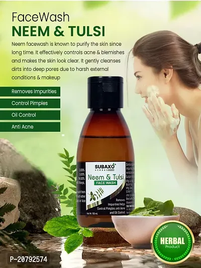 Subaxo Herbal Neem  Tulsi Face Wash  ,Oil Control ,Anti Acne ,Anti Bacterial ,For All Skin Types (100 ml)-thumb4