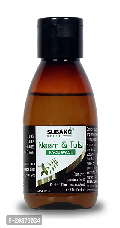 Subaxo Herbal Neem  Tulsi Face Wash ,Reduce Blackheads ,Anti Pimple ,Anti Acne ,Oil Control (100 ml)-thumb0