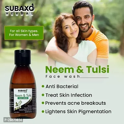Subaxo Herbal Neem  Tulsi Face Wash ,Reduce Blackheads ,Anti Pimple ,Anti Acne ,Oil Control (100 ml)-thumb2