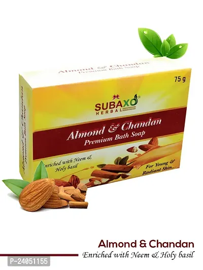 Subaxo Herbal Almond Chandan Beauty Soap 3 Pc Each 75 G Charcoal Skin Glowing Soap 3 Pc Each 100 G-thumb5