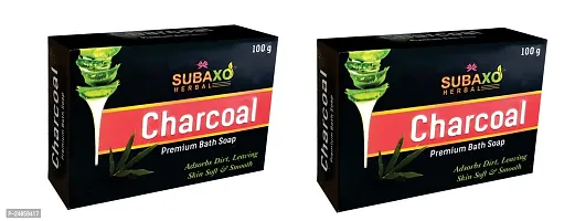 Subaxo Herbal Charcoal Beauty Skin Whitening Premium Bath Soap 2 Pc Each 100 G-thumb0