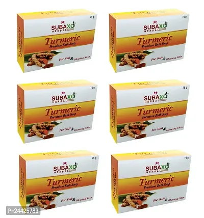 Subaxo Herbal Turmeric Skin Whitening Soap 6 Pc Each 75 G