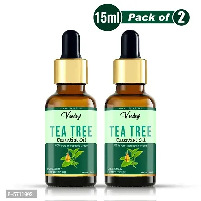 Tea Tree Essential Oil For Skin, Hair, Face, Acne Care, Pure, Natural And Undiluted Therapeutic Grade Essential Oil - 15 Ml (Pack Of 2)-thumb0