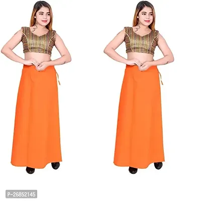 Reliable Orange Cotton Solid Stitched Patticoats For Women-thumb0