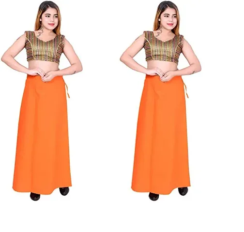 Reliable Orange Cotton Solid Stitched Patticoats For Women